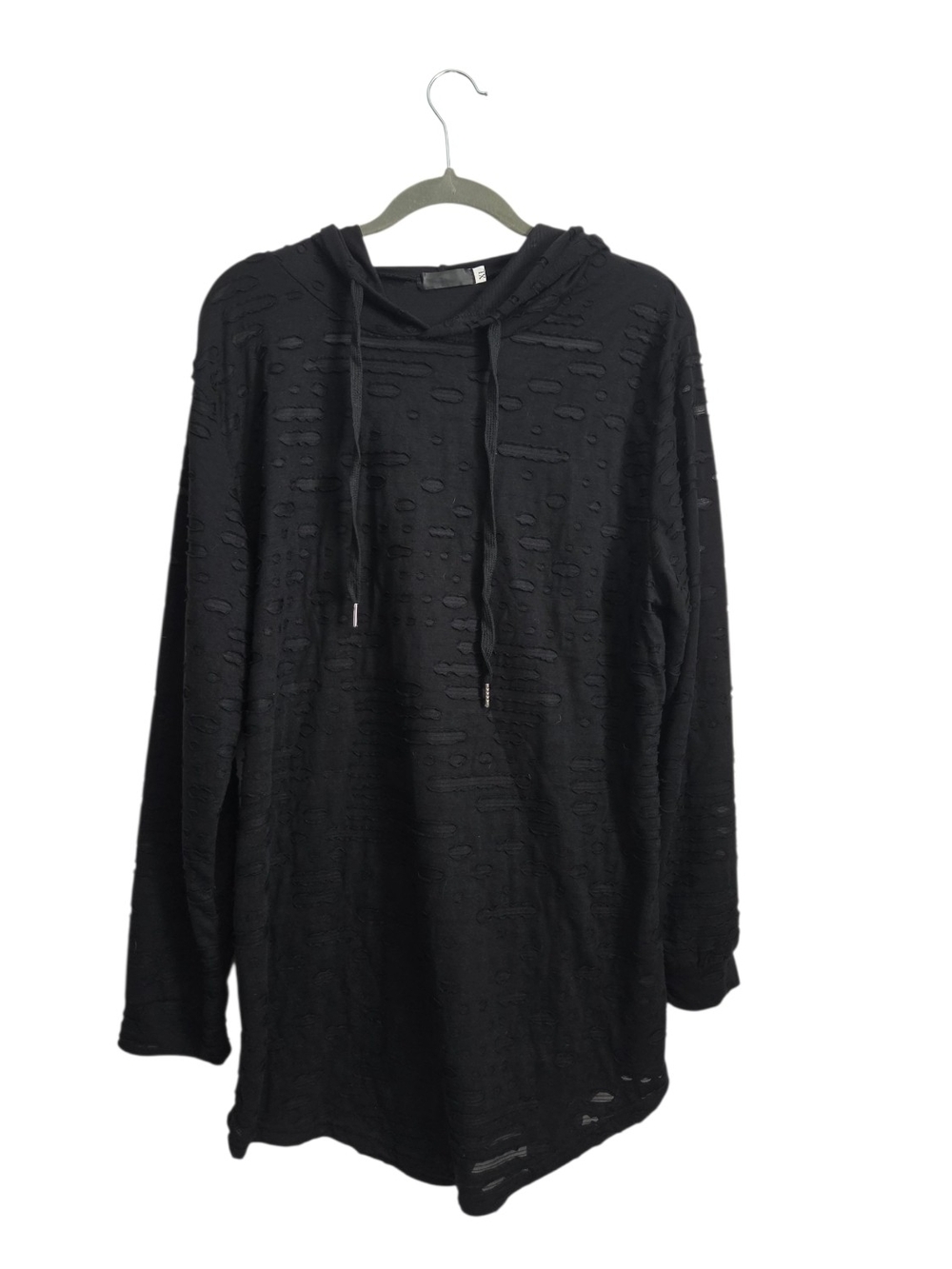 Shein Women's Black Distressed Hooded Shirt/Dress Size XL